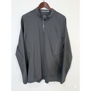 Nike Pro Hyperwarm Shirt Mens XL Gray 1/4 Zip Mock Neck Long Sleeve Athletic